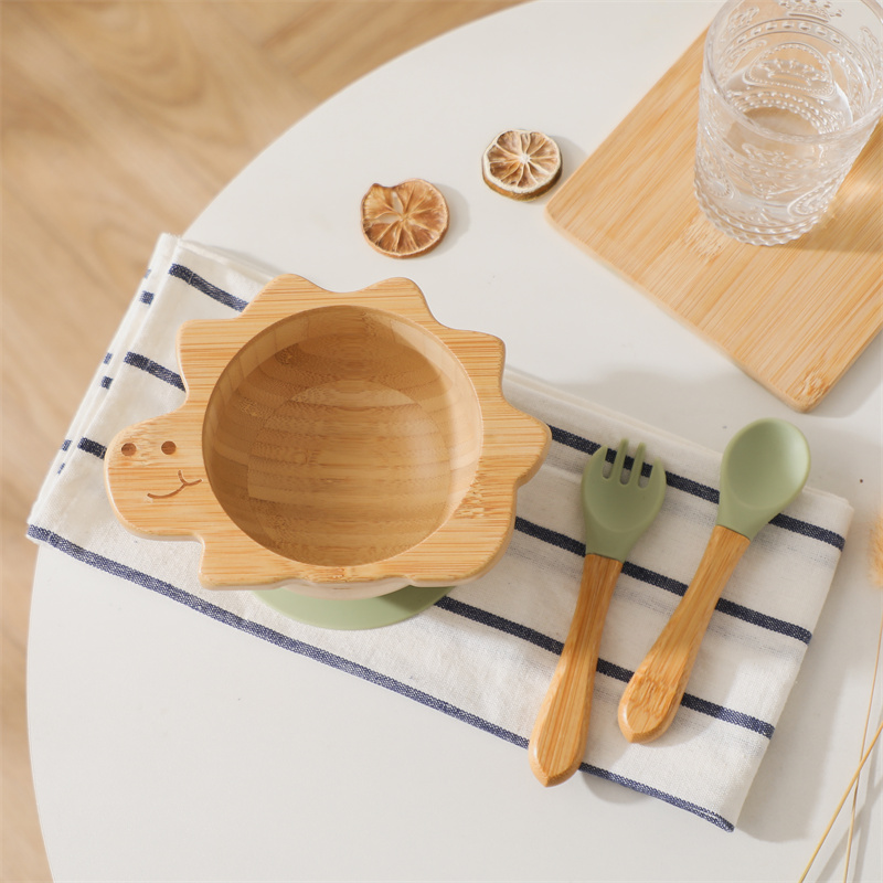 Bamboo Cutlery Set - طفل خشبي ديناصور أدوات المائدة مجموعة