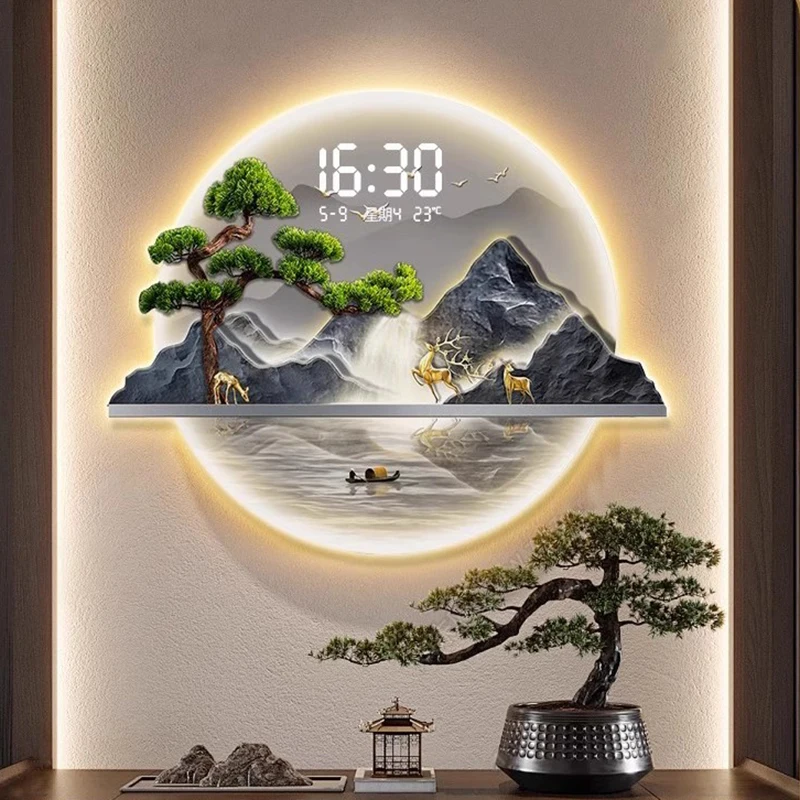 Luxury Lifestyle Aesthetic - ساعات حائط بتصميم صيني عصري، ساعة